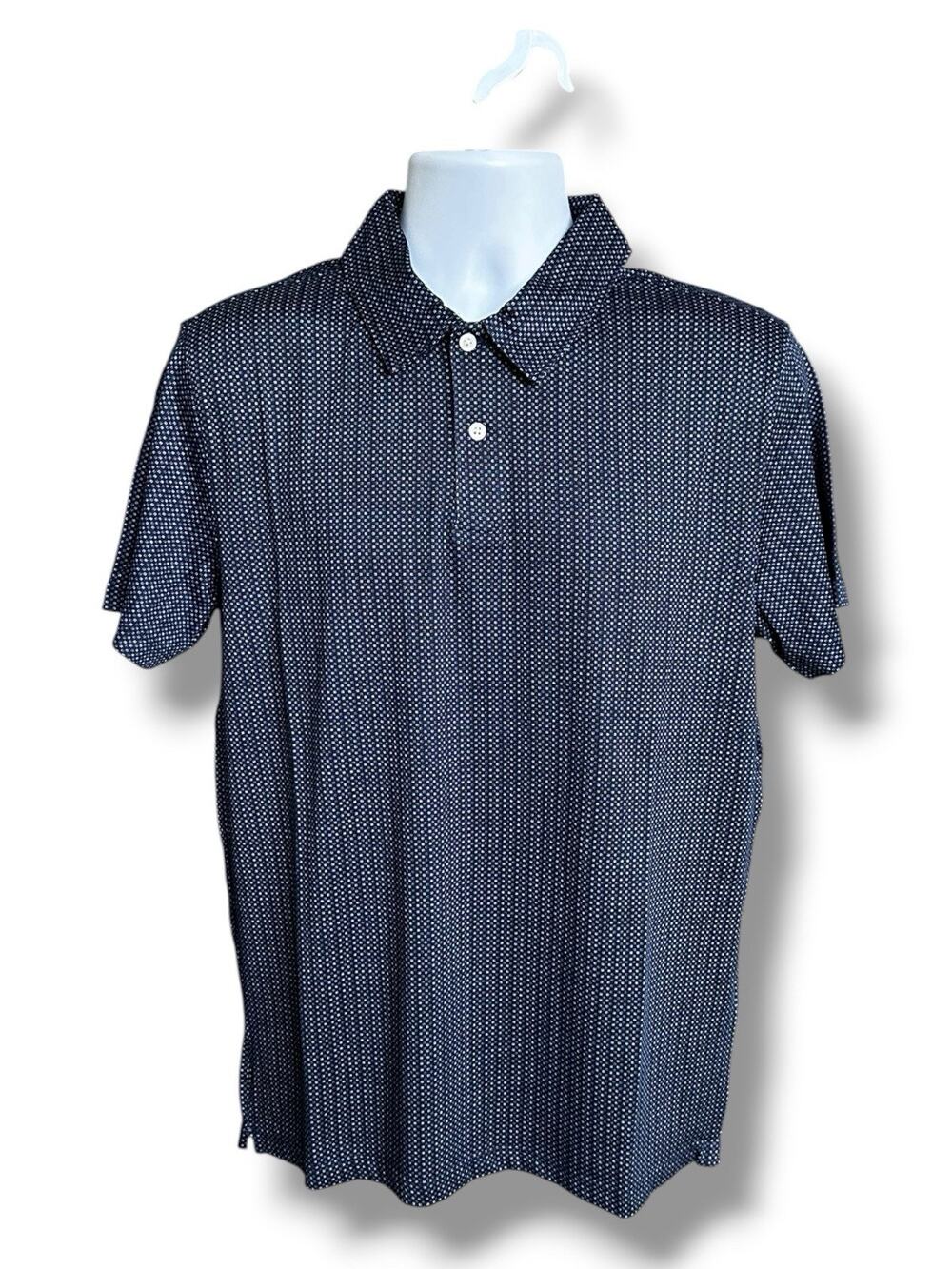 New Jack Tailor Navy Micro Geo Short Sleeve Sport Moisture Wicking Polo Medium